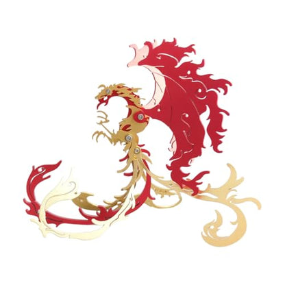 Phoenix 3D Metal Jigsaw Puzzle, Red-Wings, 28 Pieces | DIY Games, Handmade Model Kits, Stainless Steel, Building Blocks Assembly, Gift for Adult - color: Phoenix Red-wings