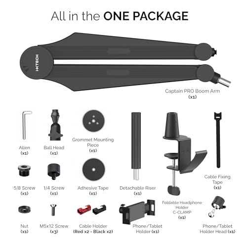Mic Boom Arm Microphone Arm for Blue Yeti Shure Sm7b Hyperx QuadCast Rode At2020 and Fifine Upgraded Mic Stand with Tablet and Headphone Holder for Gaming Podcasting and Streaming CAPTAIN PRO - color: 3 Pro.