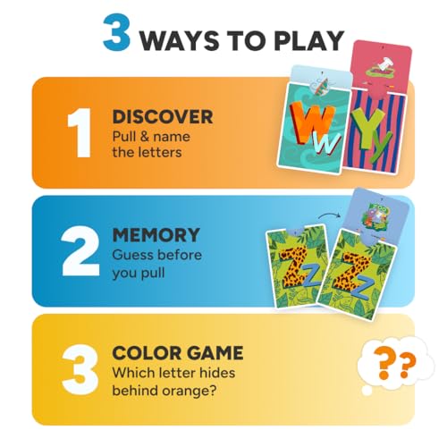 Kidrox Squad Alphabet Flashcards for Kids – 26 Slide-Reveal Cards in English & Spanish | Magic Pull-Tab Bilingual Learning Game for Toddlers & Preschoolers Age 3+ - style: Alphabet