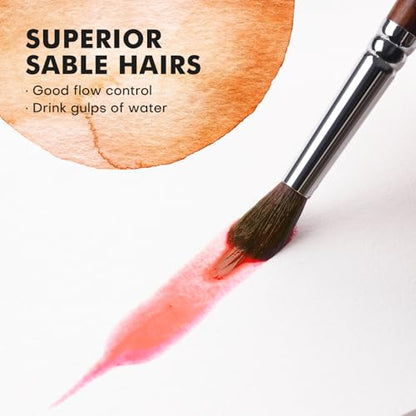 Watercolor Brushes Professional, Fuumuui 4Pcs Extended Needle Point Brushes Synthetic Extra Long Pinhead Brush with Sable Body for Fine Detailing - Watercolor Acrylic Gouache Inks Painting - color: Brown-4pcs