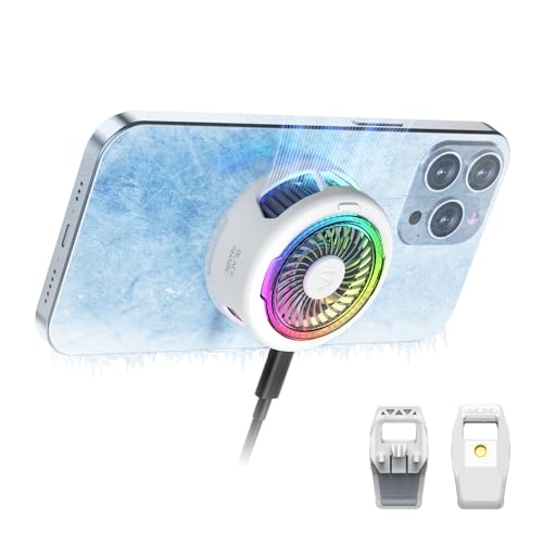 Black Shark FunCooler 5 Magnetic Cell Phone Cooler for Gaming, Portable Mobile Phone Cooling Fan with RGB Light, Cellphone Radiator for iPhone Magnetic Series/Android/Tablet/iPad (White) - color: FunCooler 5 White