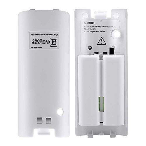NIFERY Wii Remote Batteries Rechargeable, 2 Pack 2800mAh Rechargeable Batteries for Wii/Wii U Remote Controller (White) - color: White