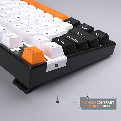 MageGee 75% Mechanical Gaming Keyboard, Yellow Switch, LED White Backlit, 87 Keys Compact TKL Wired Computer Keyboards for Windows Laptop PC Gamer - White/Black - color: White Black/Yellow Switch