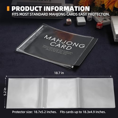 2025-2026 Mahjong Card Sleeve Holder, Fit Large Print Size(6 1/8”x4 3/4”), Durable Protective Cover Holder, Mahjong Card Protector Set (Transparent -4Pack) - style: Transparent -4Pack