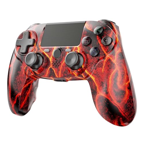 citnh Wireless Controller for PS4,compatible with ps4/slim/pro and windows pc 6-Axis Gyro/Multi Touch Pad/3.5mm Audio Jack/800mAh Battery and Speaker (Magma Red) - color: Red
