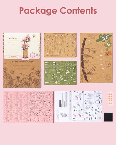 Rowood 3D Puzzles for Adults,DIY Wooden Cherry Blossom Bonsai Tree Botanical Collection Building Craft Kits for Women,Christmas/Birthday Gift- Sakura - style: Sakura