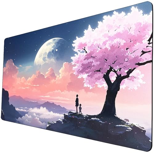 STORKY MTG Playmat, Landscape Board Game Mat with Storage Bag, Mouse Pad for DTCG CCG RPG Trading Card Playing Mat with Zones, Smooth Rubber Surface Battle, 24 x 14 inches, Pink Sakura - color: Pink Sakura
