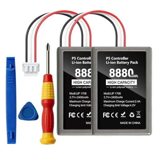 GKHERD 2-Pack 8880mWh PS5 Controller Battery Replacement High Capacity – Compatible with PS5 Original Controller, Includes Repair Tools, Rechargeable Batteries for Extended Gaming