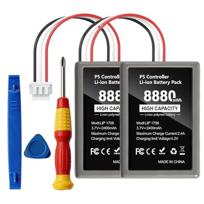 GKHERD 2-Pack 8880mWh PS5 Controller Battery Replacement High Capacity – Compatible with PS5 Original Controller, Includes Repair Tools, Rechargeable Batteries for Extended Gaming