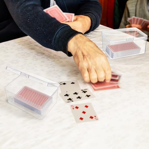 Tebery 20 Pcs Plastic Playing Card Cases Clear, Waterproof Card Deck Box for Game, Sturdy Trading Card Holder, Portable Card Game Storage Container for Party, Travel, Outdoors, Snap Closed
