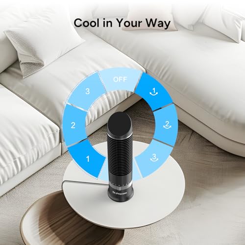 DR.PREPARE 16" Small Tower Fan, 3 Speeds with 60° Oscillating Fan, Bladeless Tabletop Fans for Indoors, Portable Personal Table Fans for Office, Desktop