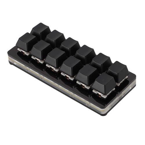 Tissting 12 Key Programmable Gaming Keyboard Black USB Mini | Compact RGB Backlit One-Handed Mechanical Keypad for Macros, Shortcuts, and Rhythm Games, 6.3x3.9in/16x10cm