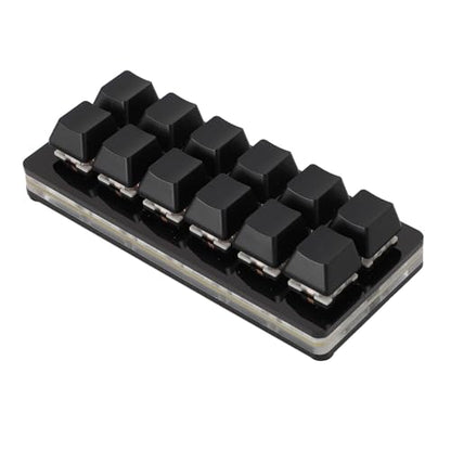 Tissting 12 Key Programmable Gaming Keyboard Black USB Mini | Compact RGB Backlit One-Handed Mechanical Keypad for Macros, Shortcuts, and Rhythm Games, 6.3x3.9in/16x10cm