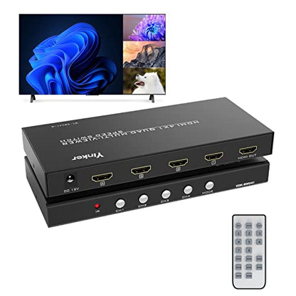 HDMI Multiviewer Switch 4x1, HDMI Quad Multiviewer Switcher 4 in 1 Out, Supports 4 Display Mode 1080@60Hz with IR Remote - size: 1080p 4x1 w/o KVM