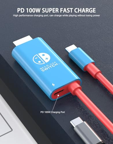 USB C to HDMI Cable 2 in 1 Steam Deck Adapter 4K 60Hz HDMI 100W Charging Port, Monitor TV Connector Cable USB C Dock for Steam Deck OLED/ROG Xbox Ally/iPad/Samsung Galaxy Dex/Tablet/iPhone 17 6.6TF