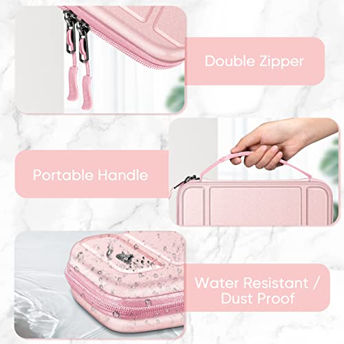 FINTIE Carrying Case for Nintendo Switch OLED Model 2021/Switch 2017, [Shockproof] Hard Shell Protective Cover Travel Bag with 10 Game Card Slots & Inner Pocket - color: Rose Gold