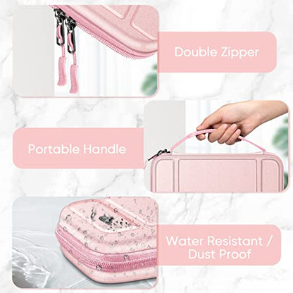 FINTIE Carrying Case for Nintendo Switch / Switch OLED Model (2021) | Shockproof, Hard Shell Protective Cover, Portable Travel Storage Bag, 10 Game Card Slots & Inner Pocket - color: Rose Gold