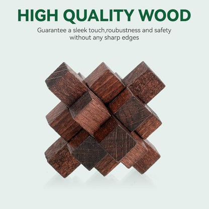 24 Pcs Brain Teaser Puzzles for Adults - Metal Puzzles 3D Puzzle Game Toys for Adults Teens - Wooden Unlock Interlocking Puzzle Adult IQ Education Smart Toys - style: Style B