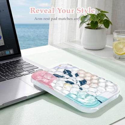 Ospelelf Desk Elbow Rest Pads, Gel Arm Rest Pad Support for Keyboard | Ergonomic Support for Computer Typing & Mouse, Office Home Use, Heat Resistant, Pink Plant - style: Pink Plant