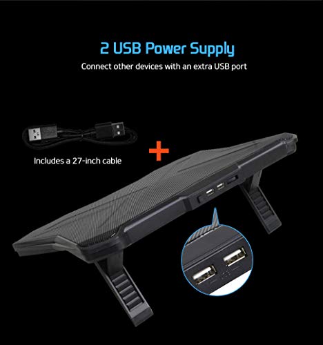 LETUSTO Laptop Cooling Pad, Portable Laptop Cooler Stand for up to 17’’ Notebooks, 1 Big Fan with 17dBA