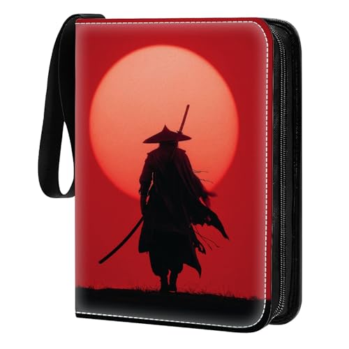 Card Binder 400 Pockets, 50 Sleeves Large Binder Trading Cards Holder 4 Pocket, Storage Organizer, Album Folder Case Protector Collector Gift Dark Samurai Sun Dark Fantasy Japan Art - color: Dark Samurai Sun Dark Fantasy Japan art, size: 4 Pocket
