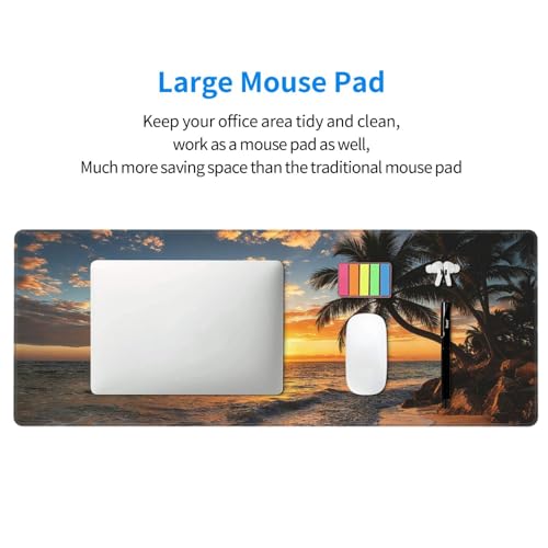 Large Gaming Mouse Pad Desk Mat, Sunset Beach Extended Keyboard Mouse Pad Mousepad with Non-Slip Base and Stitched Edge Mouse Mat Desk Pad Mouse Pads for Desk Home Office, 31.5 x 11.8 - color: Sunset Beach