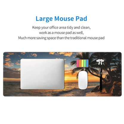 Large Gaming Mouse Pad Desk Mat, Sunset Beach Extended Keyboard Mouse Pad Mousepad with Non-Slip Base and Stitched Edge Mouse Mat Desk Pad Mouse Pads for Desk Home Office, 31.5 x 11.8 - color: Sunset Beach