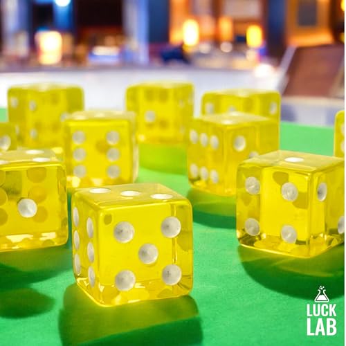 Luck Lab 10 Piece 19 mm Dice Pack - Acrylic and Translucent D6 Dice, Square w/Rounded Edge for Casino, Craps, RPG MTG DND Dice Table Games and Board Games (Yellow) - color: Yellow