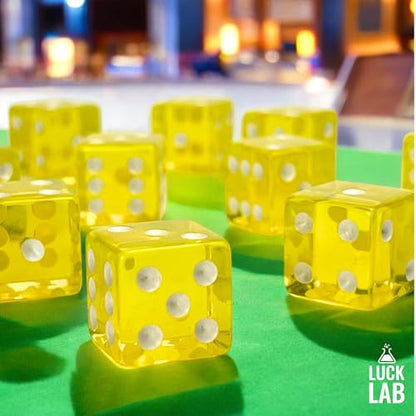 Luck Lab 10 Piece 19 mm Dice Pack - Acrylic and Translucent D6 Dice, Square w/Rounded Edge for Casino, Craps, RPG MTG DND Dice Table Games and Board Games (Yellow) - color: Yellow