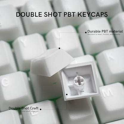 dagaladoo Double Shot PBT keycaps,White Jade, Cherry Profile Keycaps Set | 121-keys Jelly style Custom keycaps full size for 60% 65% 75% 100% Cherry-MX switch Mechanical Keyboard - color: White Jade