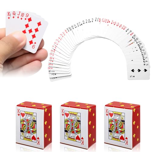 3 Pack Small Deck of Cards, Fun & Portable Smal Playing Cards for Travel, Camping, Parties, Cute & Durable 1.18 x 1.57 Inch Deck, Perfect for Game Nights with Friends & Family