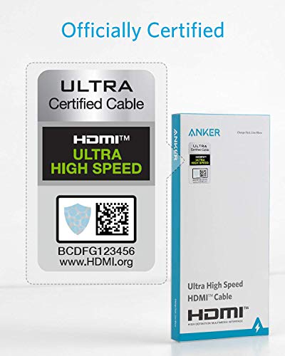 Anker HDMI 2.1 Cable, 48Gbps Ultra High Speed Cord with 8K@60Hz, 6.6ft | Supports 8K@60Hz and 4K@120Hz, HDR Quality, Compatible with PS5, Xbox, Samsung TVs and More - size: 6.6 Feet