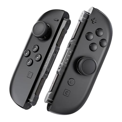eXtremeRate Replacement 3D Joystick & Thumb Grips & Side Rail Shell Buttons for Nintendo Switch 2 JoyCon, Console Rail Stickers Left Right Analog Stick Thumbsticks Cap for Switch 2 - Clear Slate Black - color: Clear Slate Black