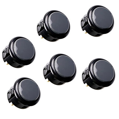 SANWA 6 pcs OBSF-30 Original Push Button 30mm - for Arcade Jamma Video Game & Arcade Joystick Games Console (Black & Gray) S@NWA - color: Gray