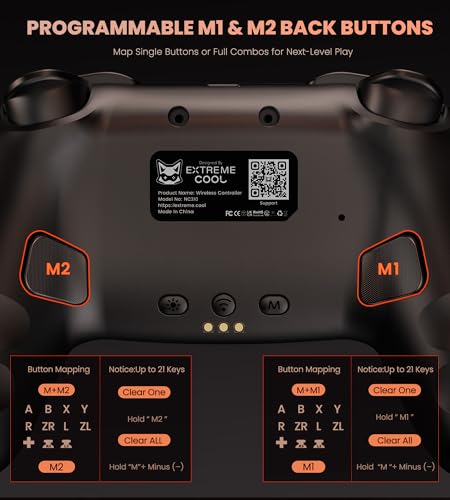 PC Controller with Hall Effect Joysticks & Trigger, Wireless PC Gaming Controller with Charging Dock & RGB Design, 1000Hz Polling Rate, No Drift, Programmable Back Buttons, Turbo, Gaming Controller for Windows PC/Switch/Android/iOS - color: Black