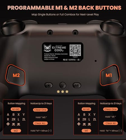 PC Controller with Hall Effect Joysticks & Trigger, Wireless PC Gaming Controller with Charging Dock & RGB Design, 1000Hz Polling Rate, No Drift, Programmable Back Buttons, Turbo, Gaming Controller for Windows PC/Switch/Android/iOS - color: Black