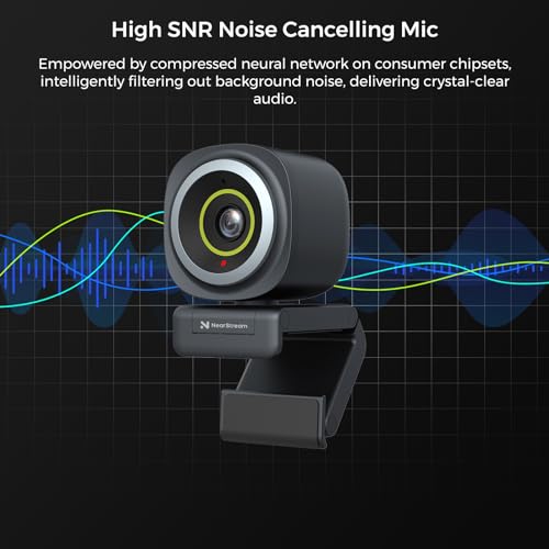 NearStream 4K Webcam for PC with AI Auto Framing and Noise-Canceling Mic | Autofocus, 45°-95° Adjustable FOV, Plug & Play, Software Control, 4K for Streaming, Video Calls and Content Creation - style: 4K@30FPS,1080P@60FPS
