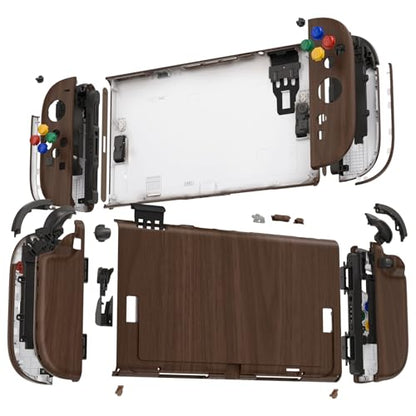 eXtremeRate DIY Replacement Shell Buttons for Nintendo Switch 2, Custom Full Set Rear Back Plate Controller Housing with Buttons for Switch 2 Handheld Console & Joycon 2 - Deluxe Version - Wood Grain - color: Wood Grain