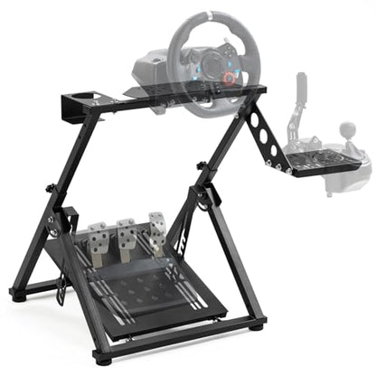 Gazzyt Foldable Racing Wheel Stand Adjustable Racing Cockpit for Logitech | R5 R9 G29, for Thrustmaster T248 T500, for Fanatec Sturdy Gaming Stand,Space-Saving Design Wheel and Pedals Not Included