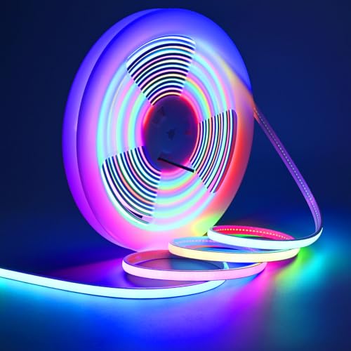 GOMING 24V 32.8ft WS2811 RGB Neon COB LED Strip Addressable IP67 Waterproof | 10M Neon Rope Light 576LEDs/M 16W/M Self-Adhesive LED Tape for DIY Home Decor(Power Supply and Controller not Included) - color: WS2811 LED(LED Strip Only)