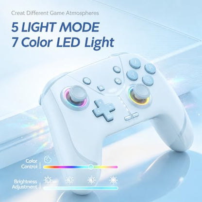 Switch Controller, Wireless Pro Controller for Nintendo Switch 2/Switch/Lite/OLED, Bluetooth controllers Compatible with iPhone/Mac/iPad/iOS/Android/Phone/PC/Steam and TV with Programming/RGB4/Vibration / 3 Turbo Modes/6-Axis/Motion (Blue) - color: Blue