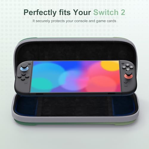 STARTRC GAMES Slim Carrying Case for Nintendo Switch 2 2025, Hard Shell Travel Case with 12 Game Card Slots, Portable Carry Bag for Switch 2 Console Green - color: Green