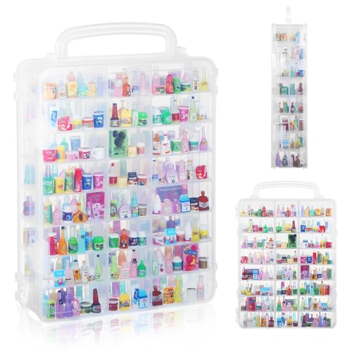 48-Slot Mini Brand Storage Case Plastic Mini Brand Organizer Box with Adjustable Dividers Clear Toy Storage Case for Mini Brand Collector Toy Portable Compartment Container for Collectibles(Case Only) - size: 1 pcs