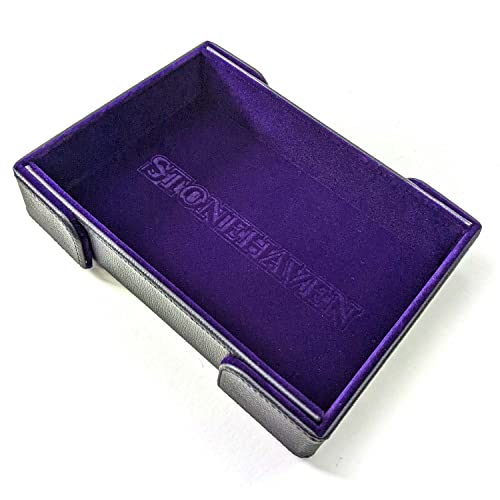 Stonehaven Royal Purple Dice Tray - Foldable Magnetic Velvet and PU Leather Rolling Tray for RPG, DND, and Tabletop Games - style: Royal Purple