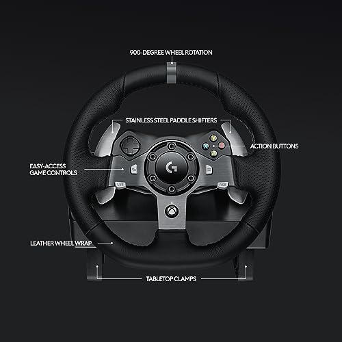 Logitech G920 Driving Force Racing Wheel and Floor Pedals, Real Force Feedback, Stainless Steel Paddle Shifters, Leather Steering Wheel Cover for Xbox Series X|S, Xbox One, PC, Mac - Black - style: Xbox X|S, Xbox One, PC/Mac