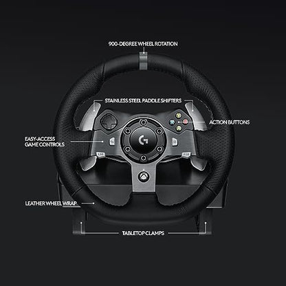 Logitech G920 Racing Wheel and Pedals for Xbox X|S/Xbox One/PC | Real force feedback, stainless steel paddle shifters, leather steering wheel cover, for Xbox Series X|S, PC, Mac - style: Xbox X|S, Xbox One, PC/Mac