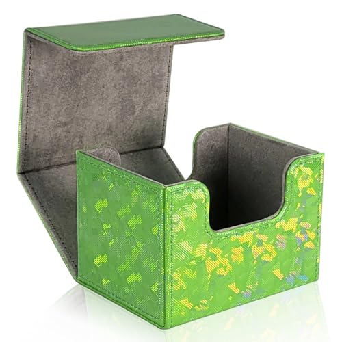 Dmoicols Card Deck Box Holds 100+ Single Sleeved Cards,Laser Sparkly Material Card Storage Box Horizontal,MTG Commander Deck Box with 2 Dividers fit TCG CCG Magic Cards (Sparkly Cyan Piece) - color: Sparkly Cyan Piece