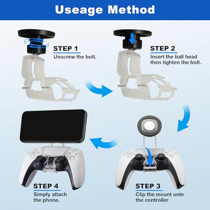 NBCP PS5 Controller Phone Mount – Adjustable Mobile Phone Holder Clip for PlayStation 5 Dualsense, Magnetic Gaming Clip for iPhone & Android – Ergonomic Design, Ultra-Strong Magnets, 360° Rotation - color: For PS5 Controller