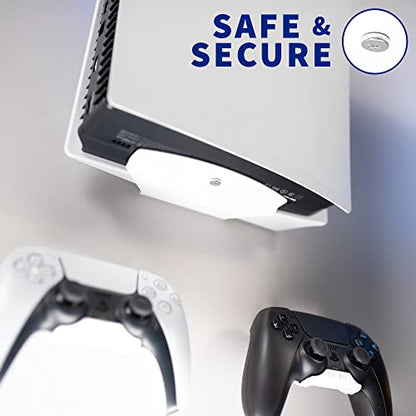 VIVO Steel Wall Mount Bracket Designed for PS5 Gaming Console, Vertical Display for PlayStation 5, Open Design, 2 Controller Mounts, White, MOUNT-PS5W - color: White