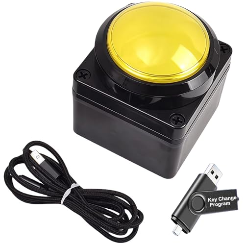 Programmable USB Macro Keyboard, Major Policy Decision Button, One Handed Programmable Setting & Game Switch Control Keyboard, U Flash Disk with Customized Program, Default Enter Function, Yellow - color: Programmable / Yellow / Default Enter